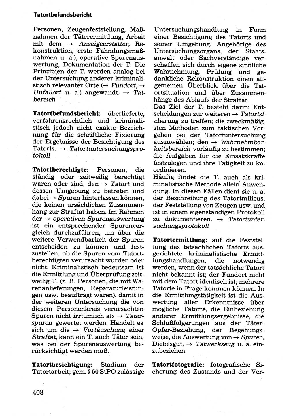 Wörterbuch der sozialistischen Kriminalistik [Deutsche Demokratische Republik (DDR)] 1981, Seite 408 (Wb. soz. Krim. DDR 1981, S. 408)