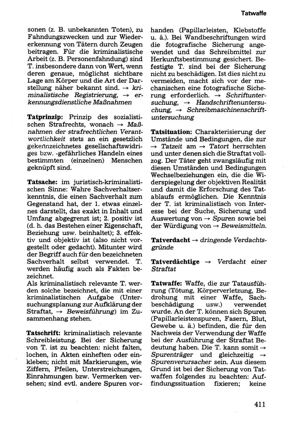Wörterbuch der sozialistischen Kriminalistik [Deutsche Demokratische Republik (DDR)] 1981, Seite 411 (Wb. soz. Krim. DDR 1981, S. 411)