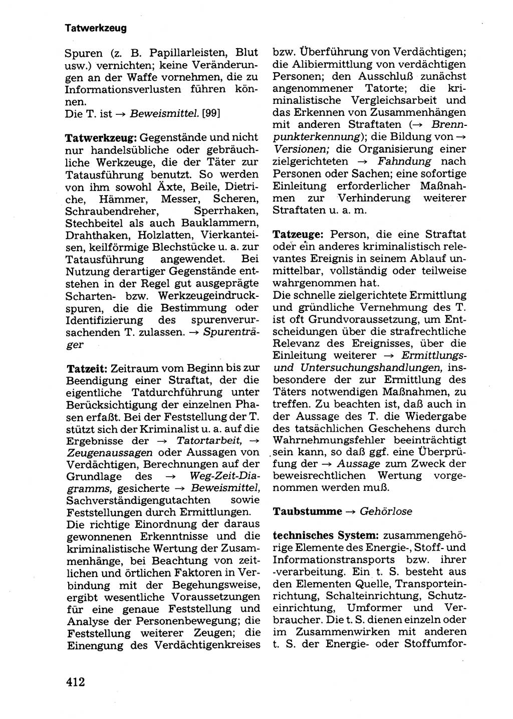 Wörterbuch der sozialistischen Kriminalistik [Deutsche Demokratische Republik (DDR)] 1981, Seite 412 (Wb. soz. Krim. DDR 1981, S. 412)
