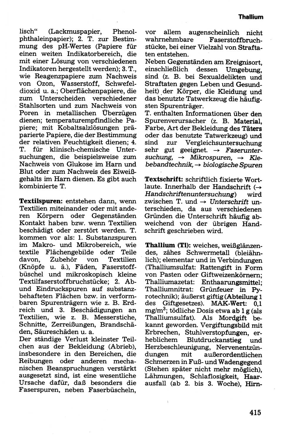Wörterbuch der sozialistischen Kriminalistik [Deutsche Demokratische Republik (DDR)] 1981, Seite 415 (Wb. soz. Krim. DDR 1981, S. 415)