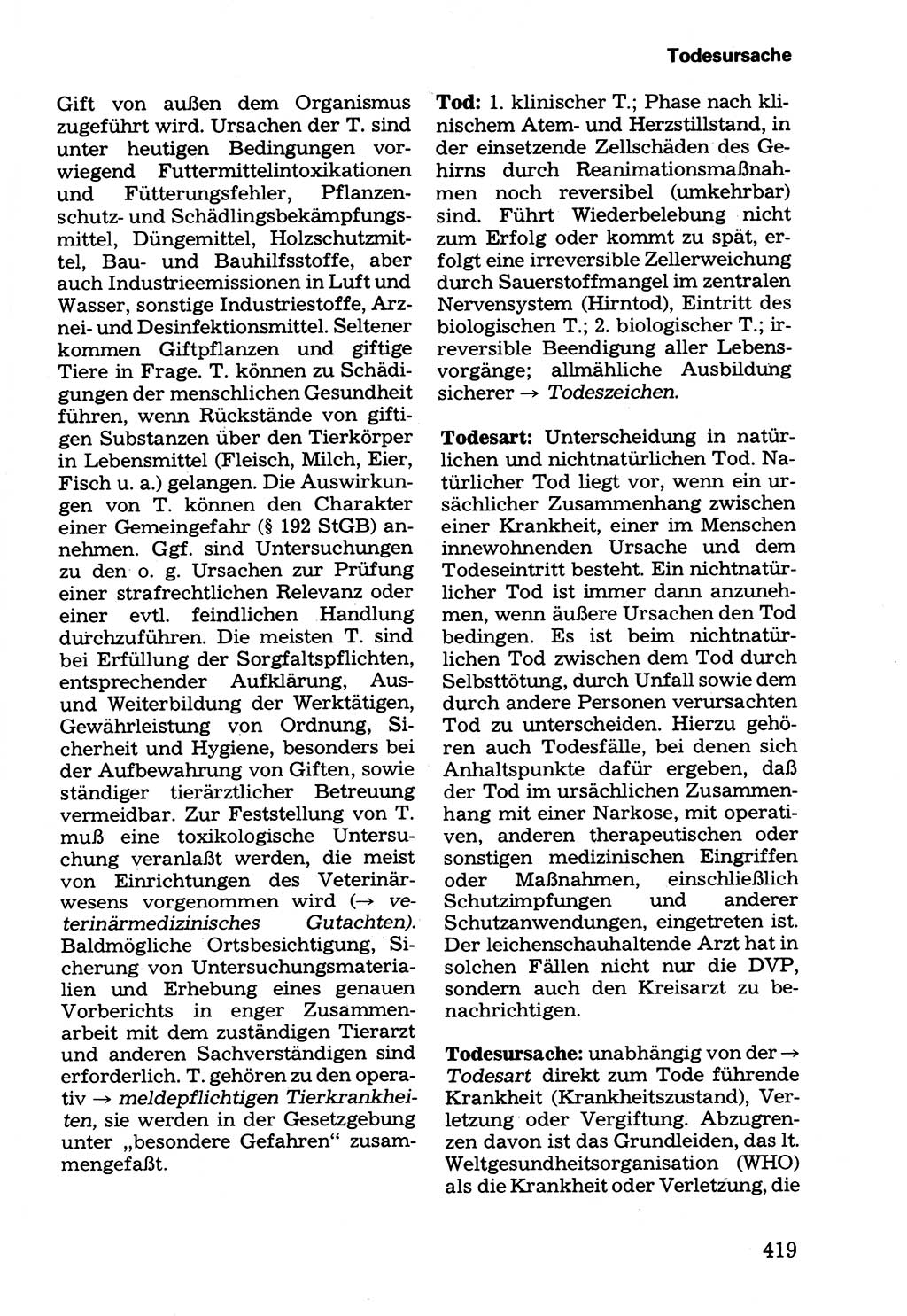 Wörterbuch der sozialistischen Kriminalistik [Deutsche Demokratische Republik (DDR)] 1981, Seite 419 (Wb. soz. Krim. DDR 1981, S. 419)