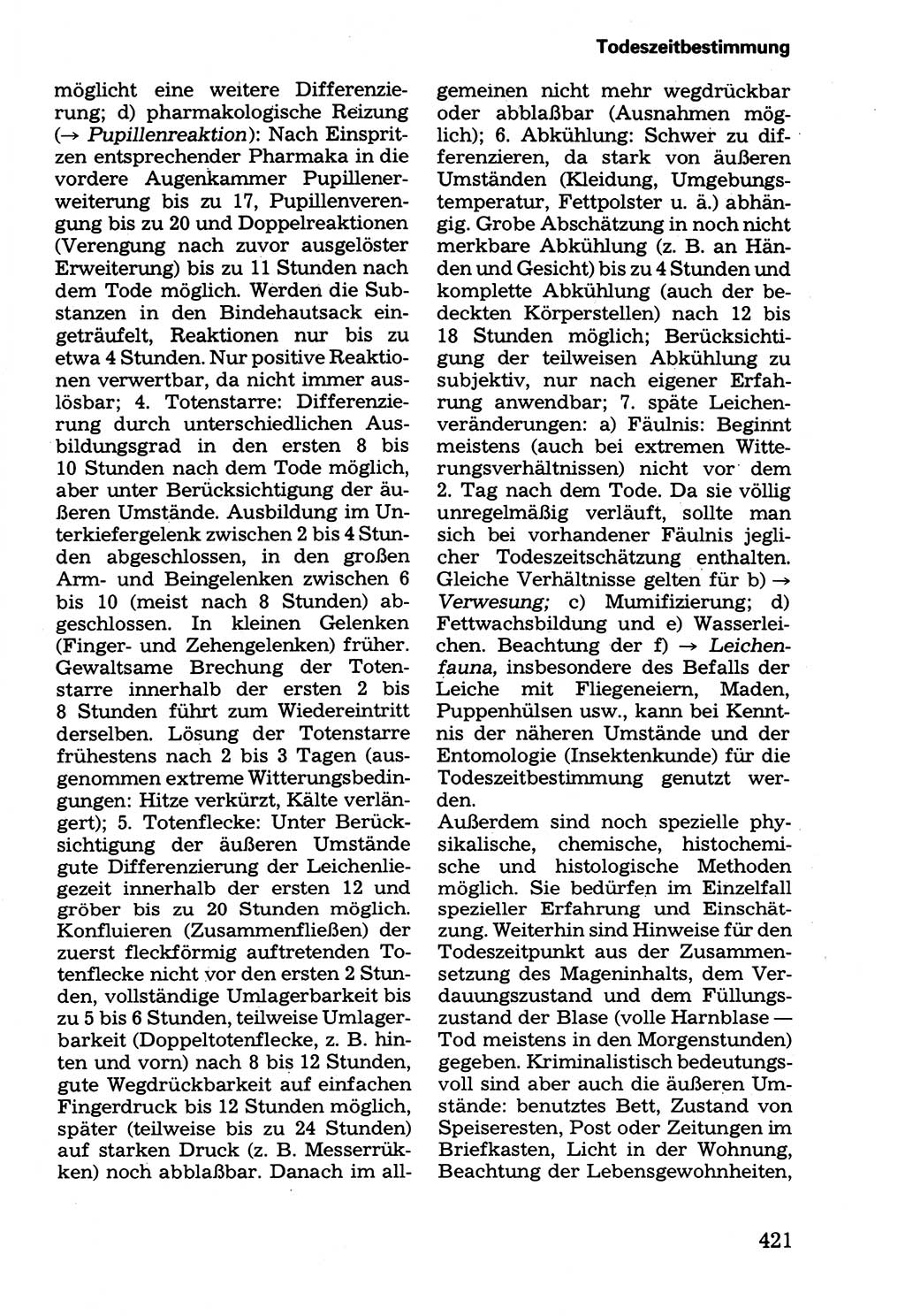 Wörterbuch der sozialistischen Kriminalistik [Deutsche Demokratische Republik (DDR)] 1981, Seite 421 (Wb. soz. Krim. DDR 1981, S. 421)