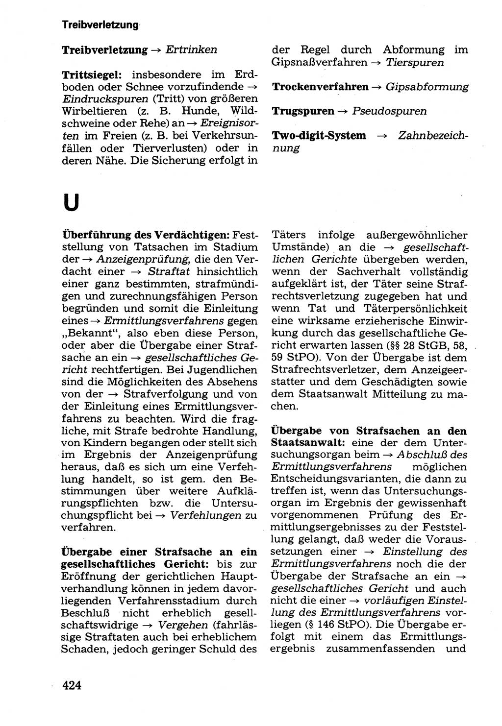 Wörterbuch der sozialistischen Kriminalistik [Deutsche Demokratische Republik (DDR)] 1981, Seite 424 (Wb. soz. Krim. DDR 1981, S. 424)