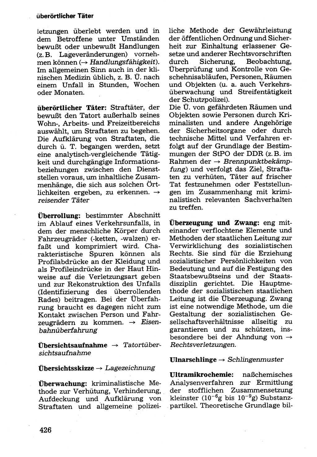 Wörterbuch der sozialistischen Kriminalistik [Deutsche Demokratische Republik (DDR)] 1981, Seite 426 (Wb. soz. Krim. DDR 1981, S. 426)
