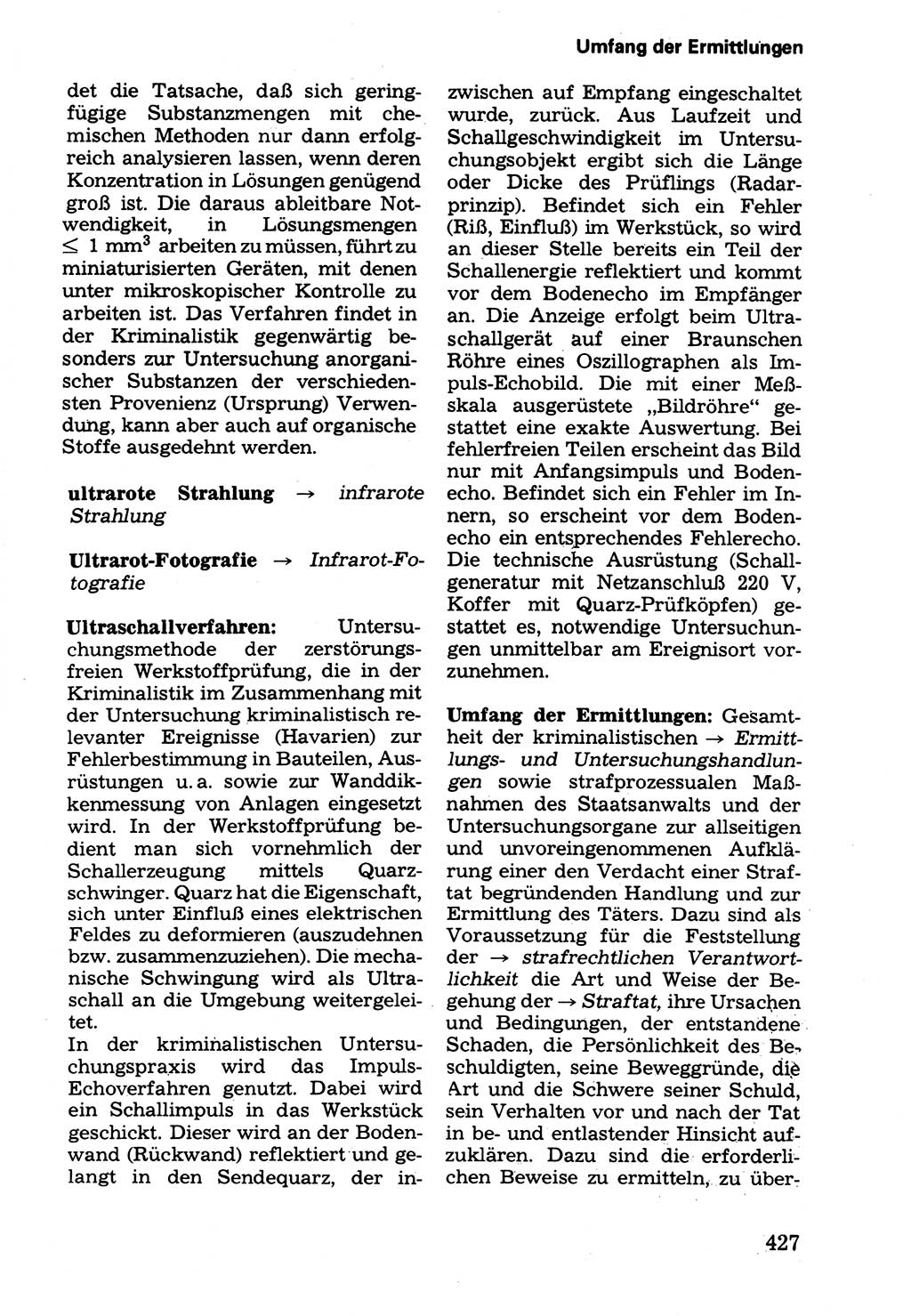 Wörterbuch der sozialistischen Kriminalistik [Deutsche Demokratische Republik (DDR)] 1981, Seite 427 (Wb. soz. Krim. DDR 1981, S. 427)