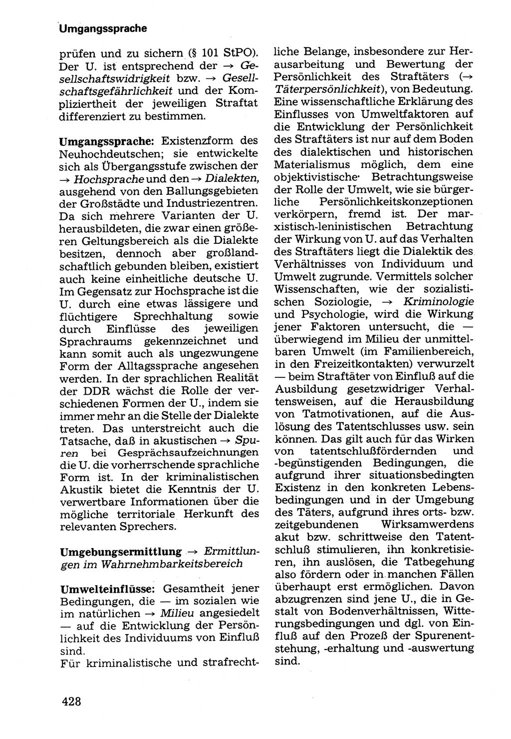 Wörterbuch der sozialistischen Kriminalistik [Deutsche Demokratische Republik (DDR)] 1981, Seite 428 (Wb. soz. Krim. DDR 1981, S. 428)