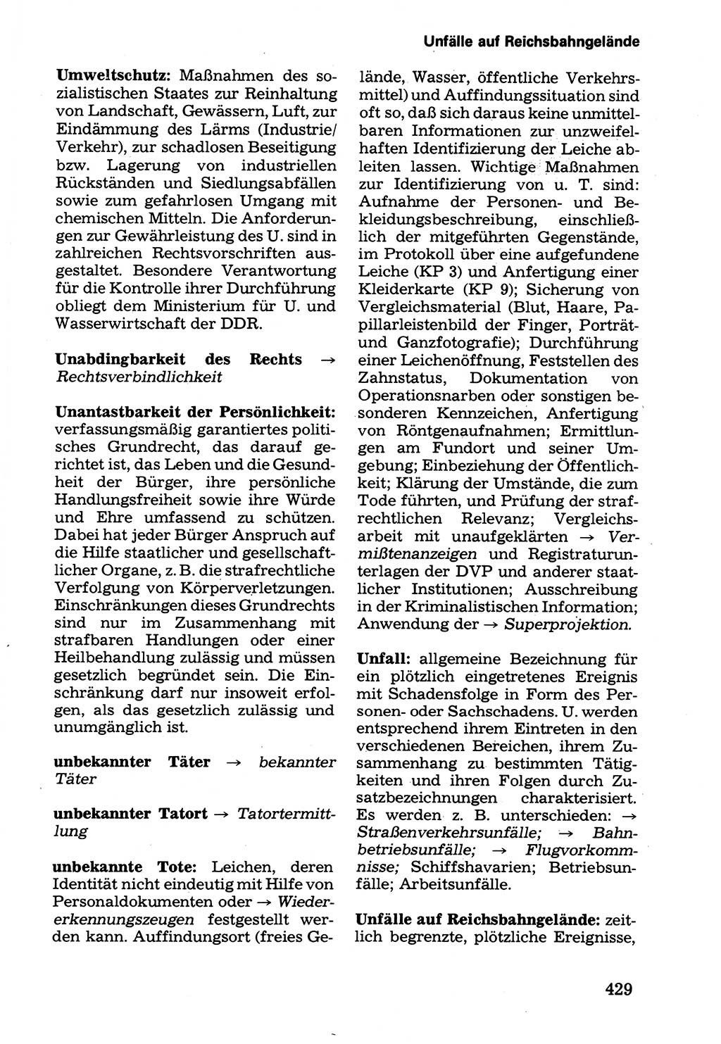 Wörterbuch der sozialistischen Kriminalistik [Deutsche Demokratische Republik (DDR)] 1981, Seite 429 (Wb. soz. Krim. DDR 1981, S. 429)