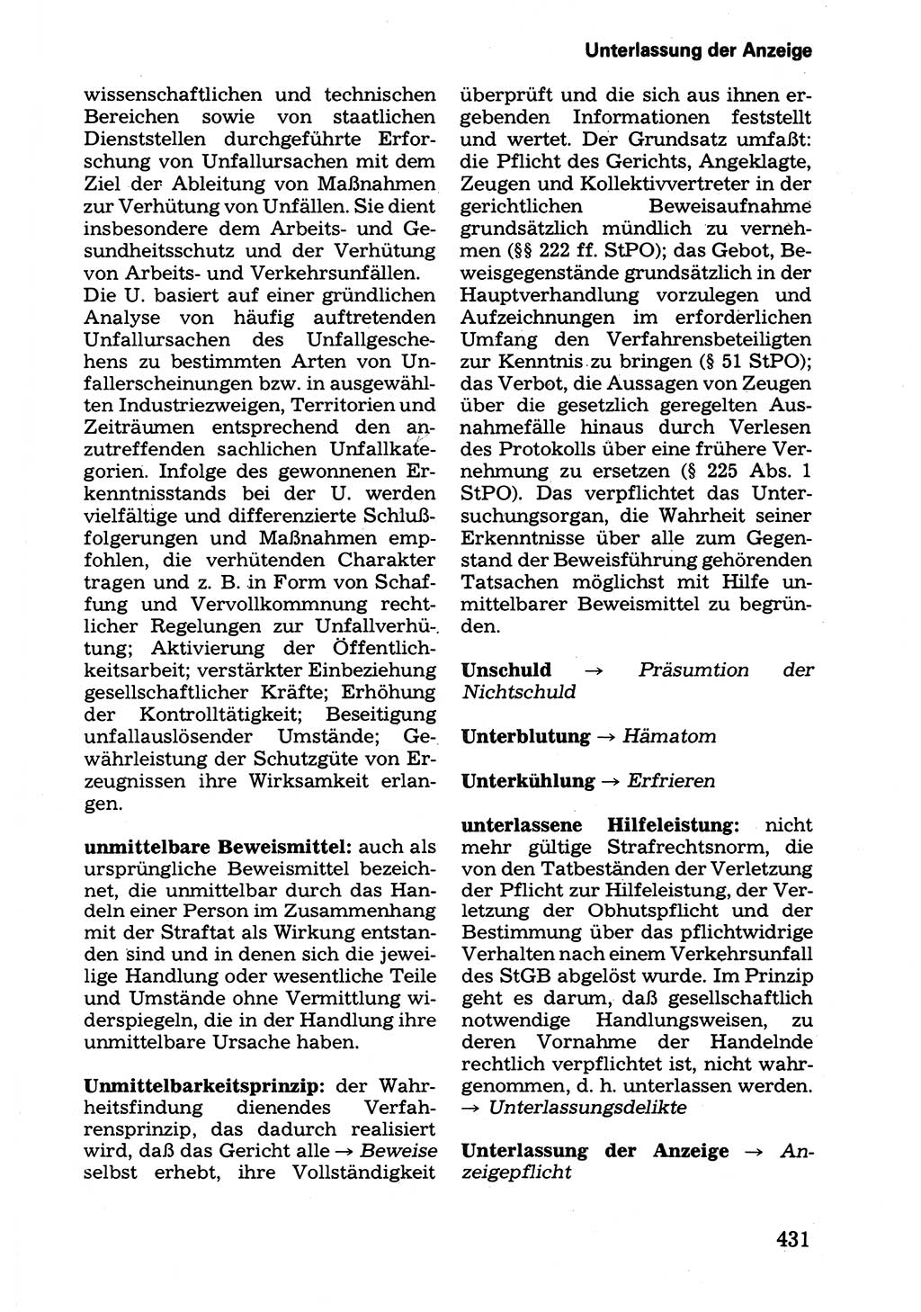 Wörterbuch der sozialistischen Kriminalistik [Deutsche Demokratische Republik (DDR)] 1981, Seite 431 (Wb. soz. Krim. DDR 1981, S. 431)