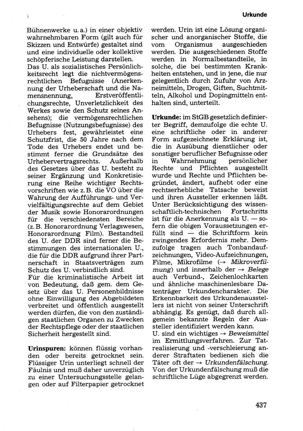 Wörterbuch der sozialistischen Kriminalistik [Deutsche Demokratische Republik (DDR)] 1981, Seite 437 (Wb. soz. Krim. DDR 1981, S. 437)