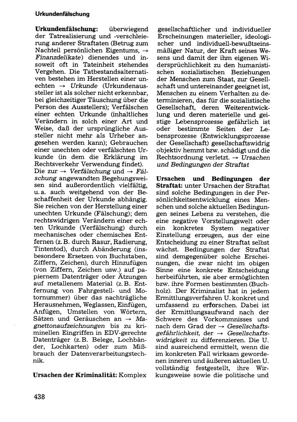 Wörterbuch der sozialistischen Kriminalistik [Deutsche Demokratische Republik (DDR)] 1981, Seite 438 (Wb. soz. Krim. DDR 1981, S. 438)