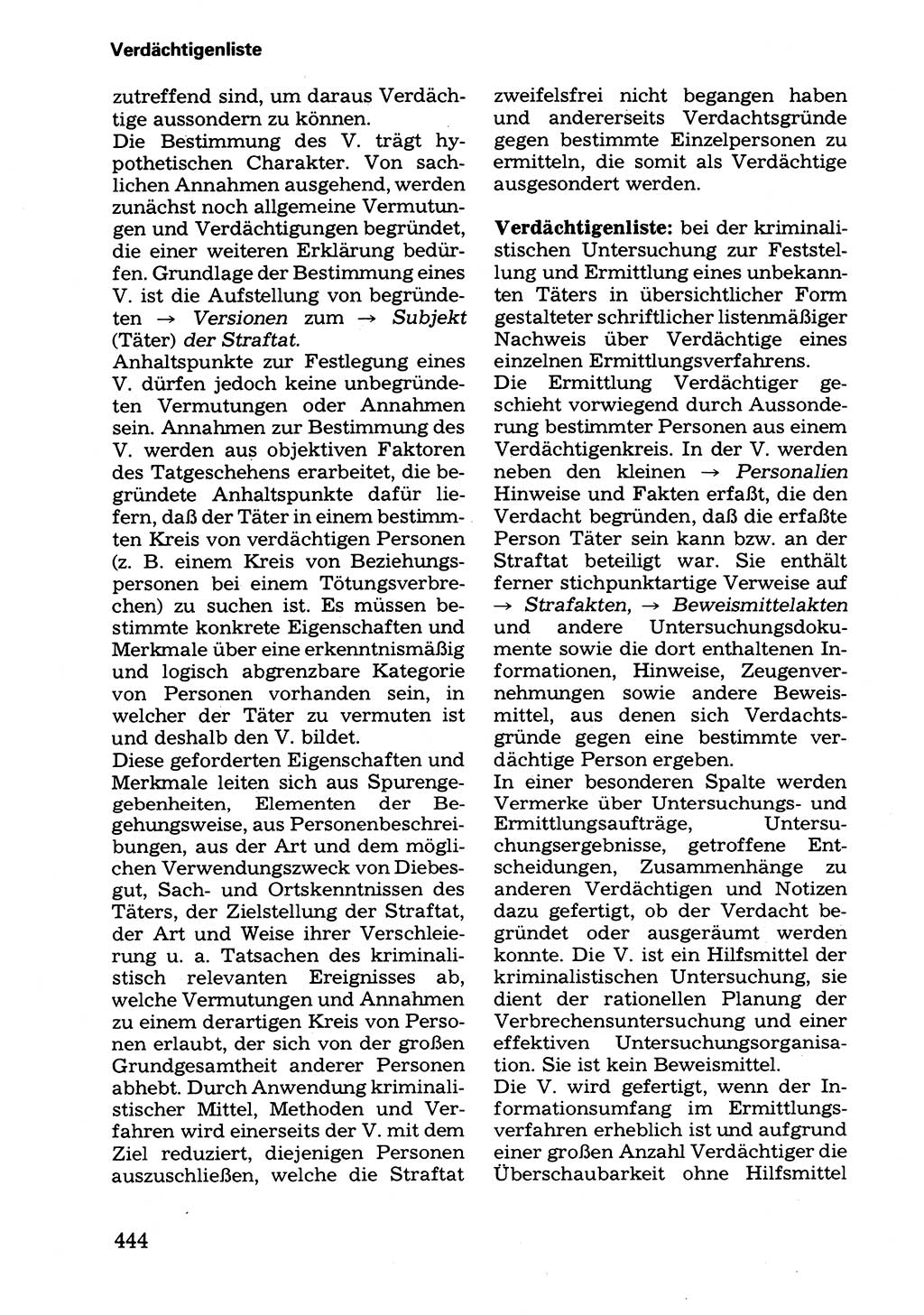 Wörterbuch der sozialistischen Kriminalistik [Deutsche Demokratische Republik (DDR)] 1981, Seite 444 (Wb. soz. Krim. DDR 1981, S. 444)