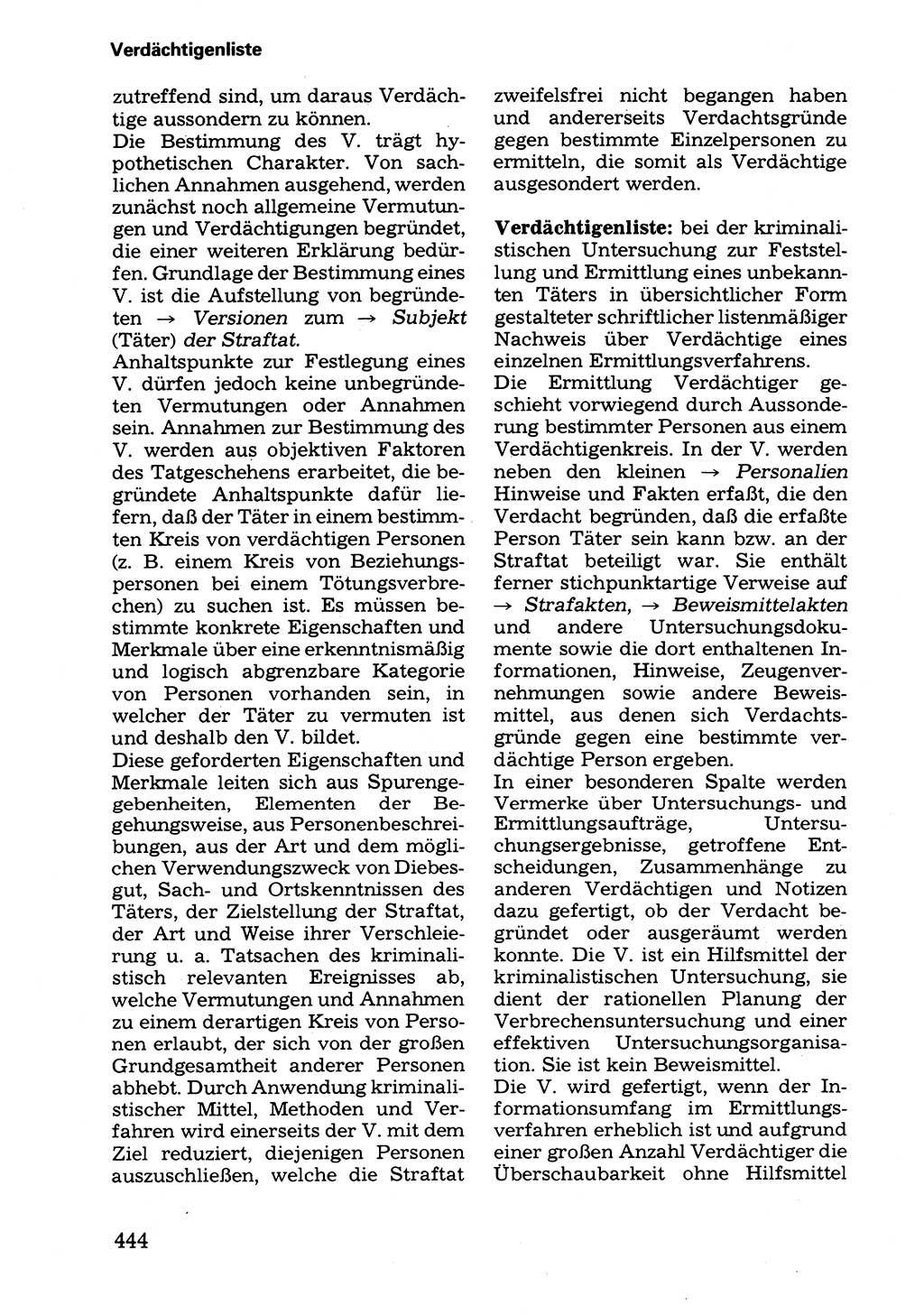 Wörterbuch der sozialistischen Kriminalistik [Deutsche Demokratische Republik (DDR)] 1981, Seite 444 (Wb. soz. Krim. DDR 1981, S. 444)