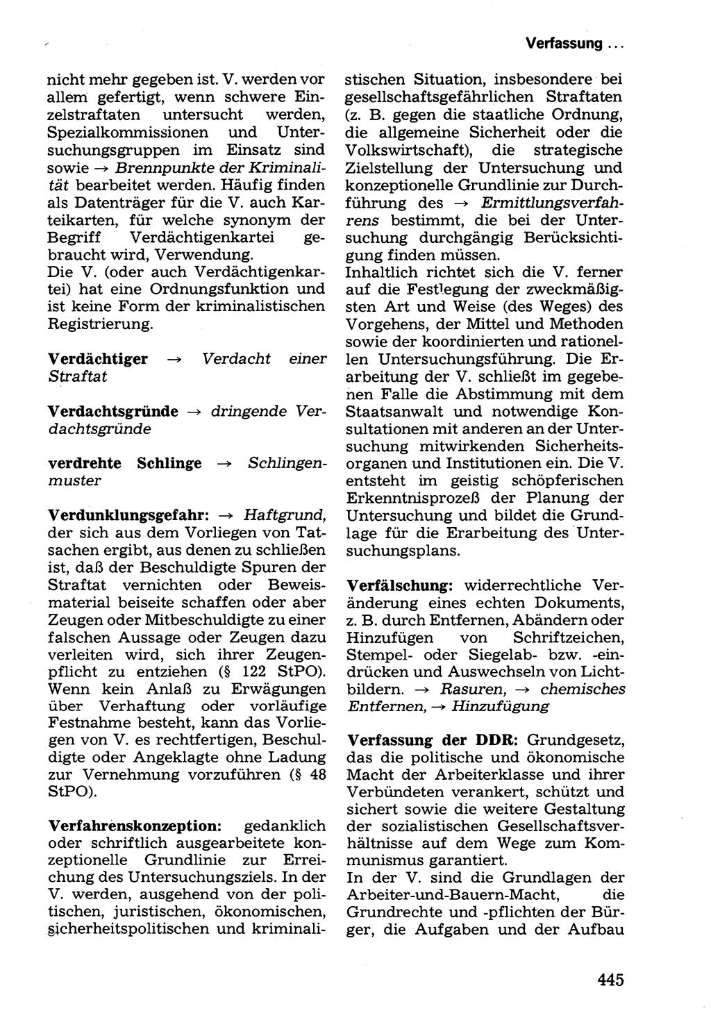 Wörterbuch der sozialistischen Kriminalistik [Deutsche Demokratische Republik (DDR)] 1981, Seite 445 (Wb. soz. Krim. DDR 1981, S. 445)