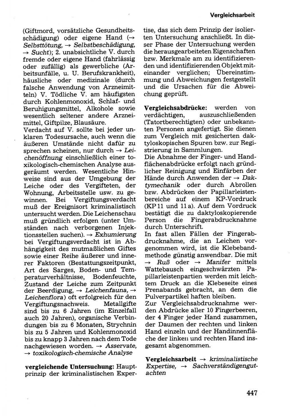 Wörterbuch der sozialistischen Kriminalistik [Deutsche Demokratische Republik (DDR)] 1981, Seite 447 (Wb. soz. Krim. DDR 1981, S. 447)