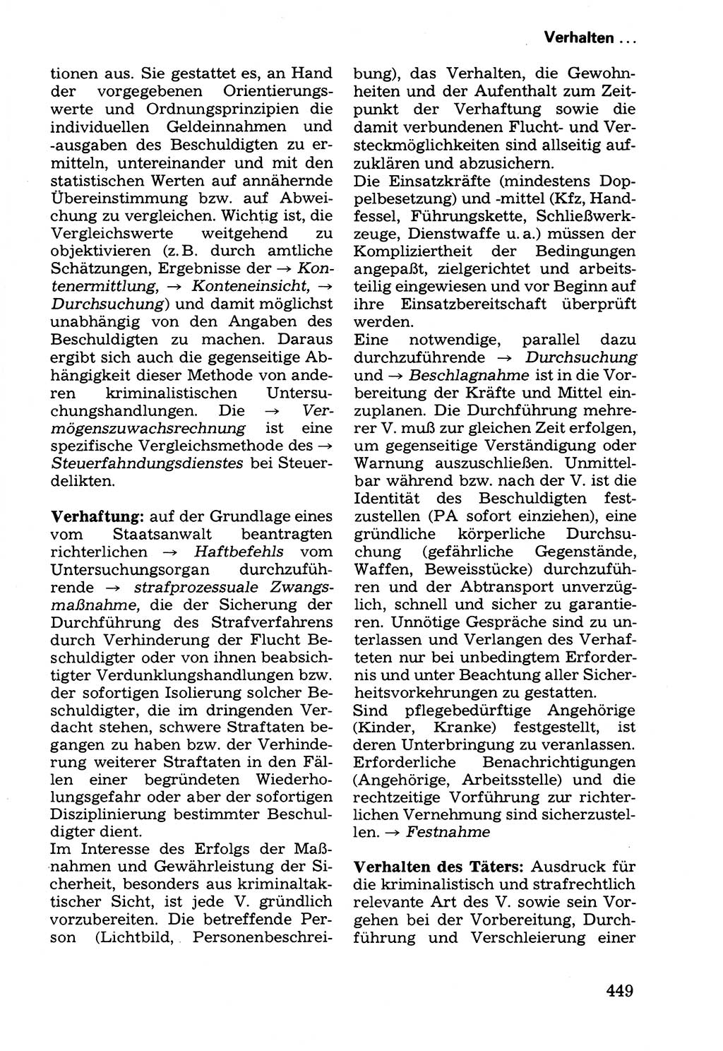 Wörterbuch der sozialistischen Kriminalistik [Deutsche Demokratische Republik (DDR)] 1981, Seite 449 (Wb. soz. Krim. DDR 1981, S. 449)