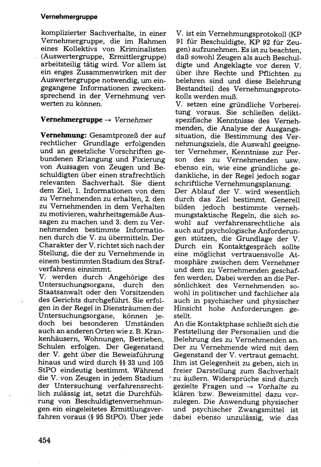 Wörterbuch der sozialistischen Kriminalistik [Deutsche Demokratische Republik (DDR)] 1981, Seite 454 (Wb. soz. Krim. DDR 1981, S. 454)