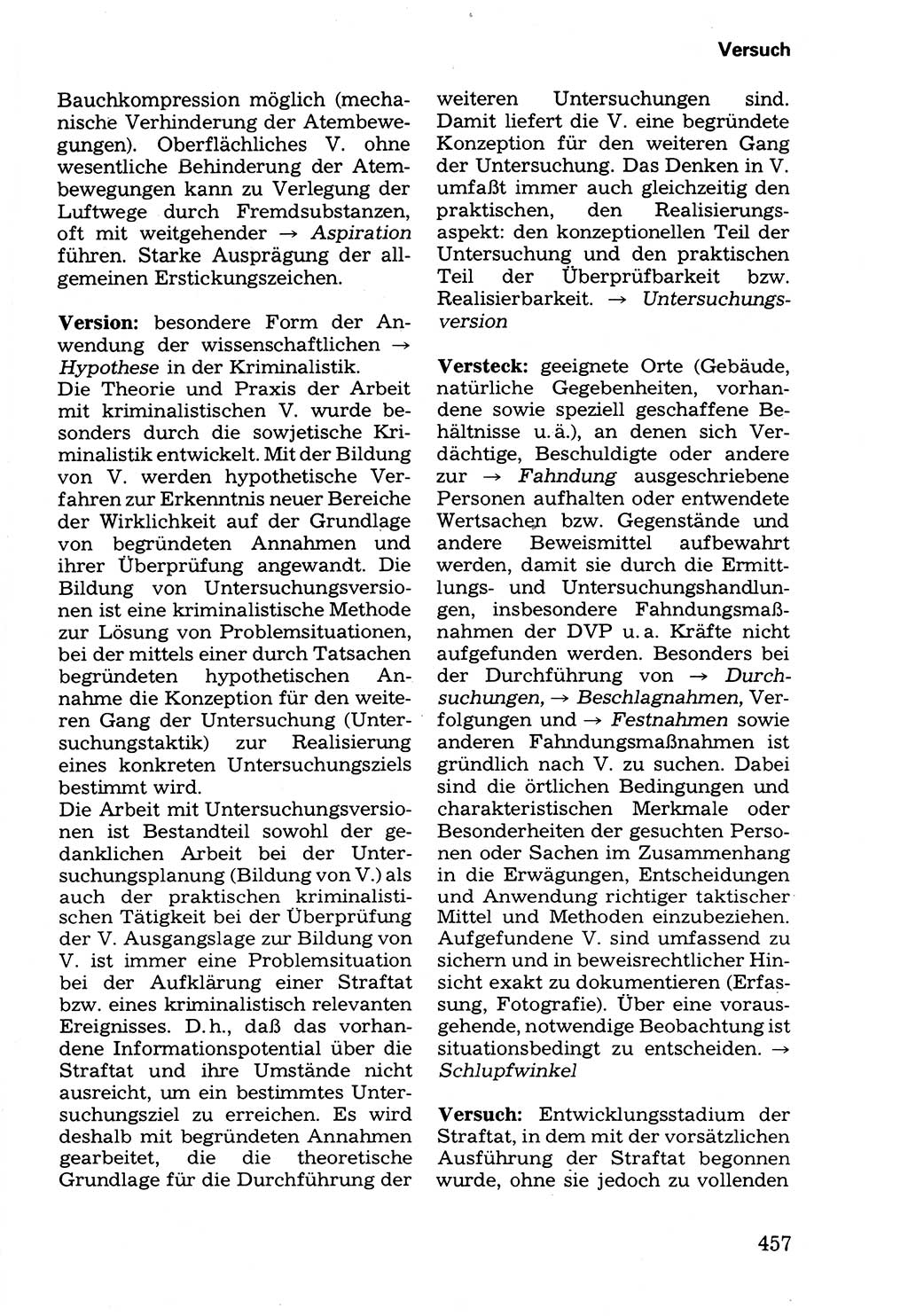 Wörterbuch der sozialistischen Kriminalistik [Deutsche Demokratische Republik (DDR)] 1981, Seite 457 (Wb. soz. Krim. DDR 1981, S. 457)