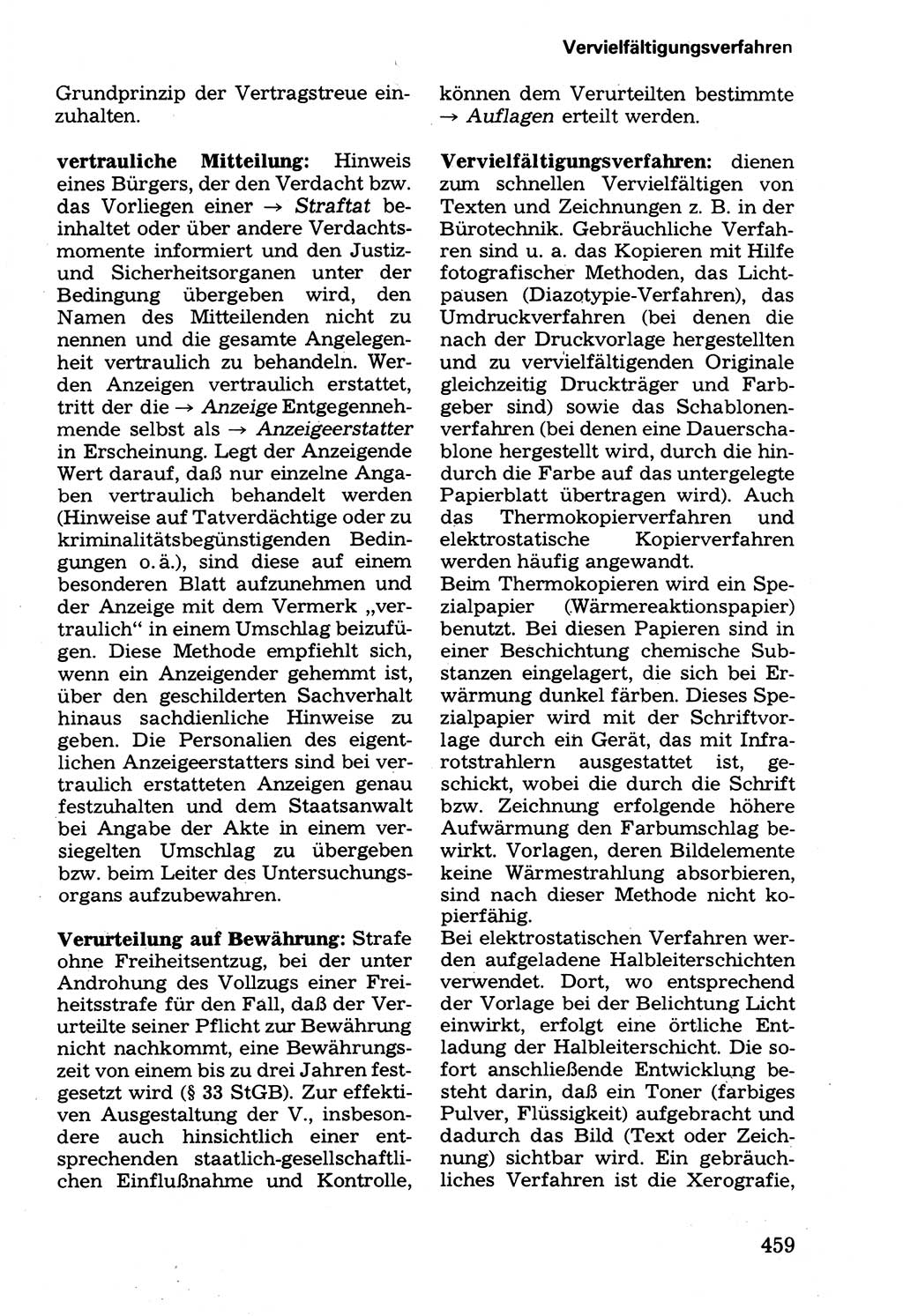 Wörterbuch der sozialistischen Kriminalistik [Deutsche Demokratische Republik (DDR)] 1981, Seite 459 (Wb. soz. Krim. DDR 1981, S. 459)