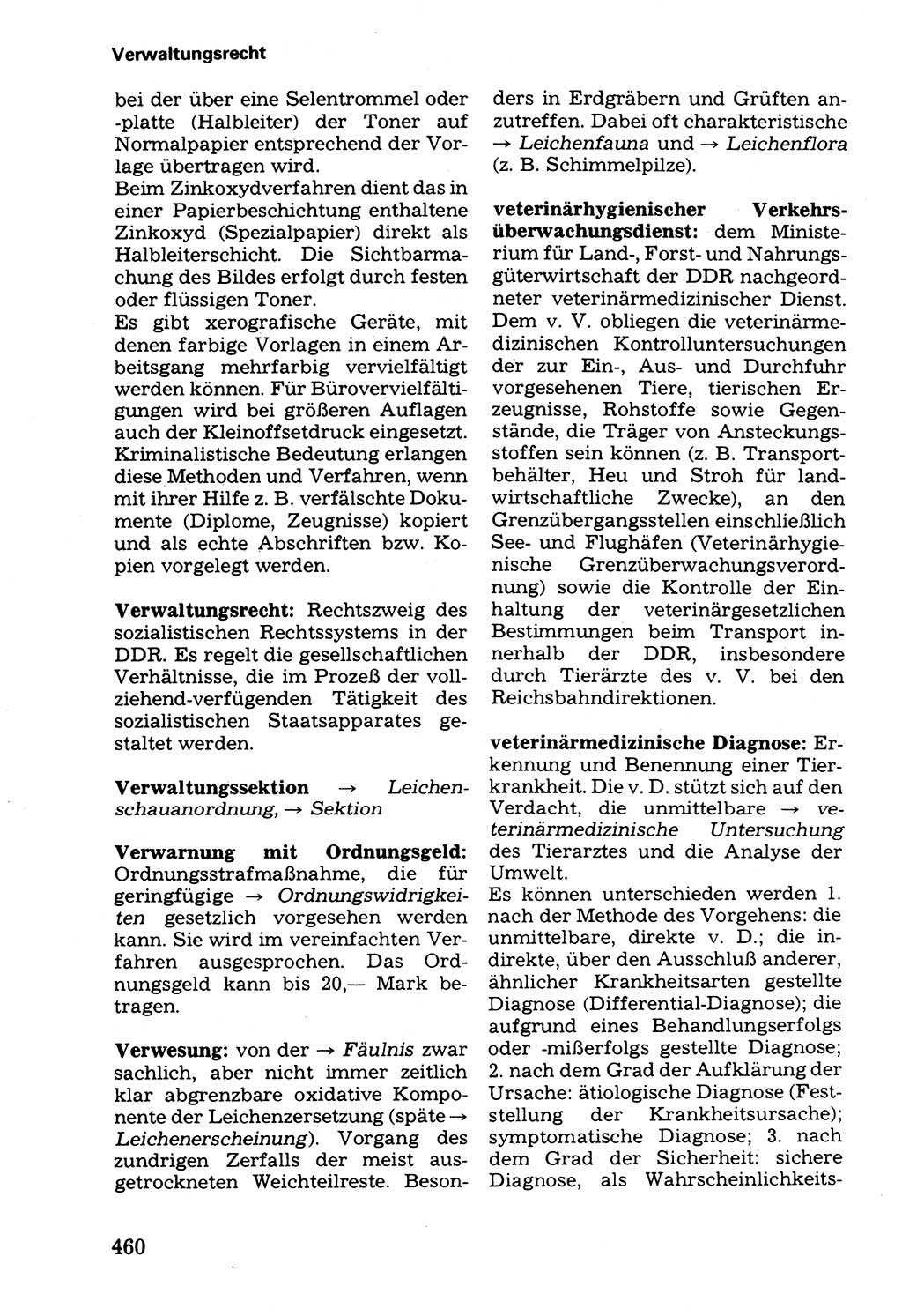 Wörterbuch der sozialistischen Kriminalistik [Deutsche Demokratische Republik (DDR)] 1981, Seite 460 (Wb. soz. Krim. DDR 1981, S. 460)