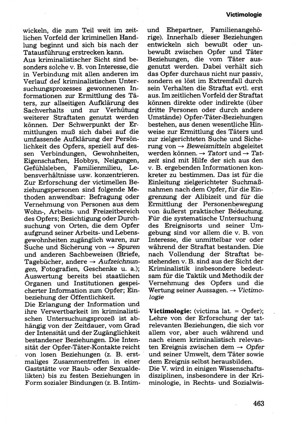 Wörterbuch der sozialistischen Kriminalistik [Deutsche Demokratische Republik (DDR)] 1981, Seite 463 (Wb. soz. Krim. DDR 1981, S. 463)