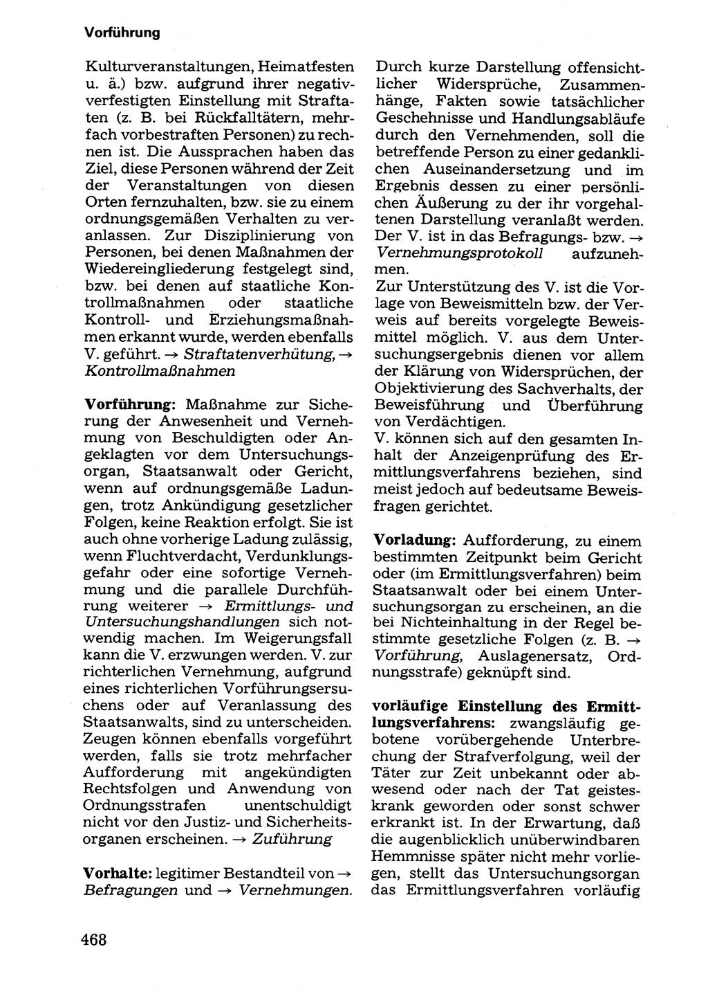 Wörterbuch der sozialistischen Kriminalistik [Deutsche Demokratische Republik (DDR)] 1981, Seite 468 (Wb. soz. Krim. DDR 1981, S. 468)