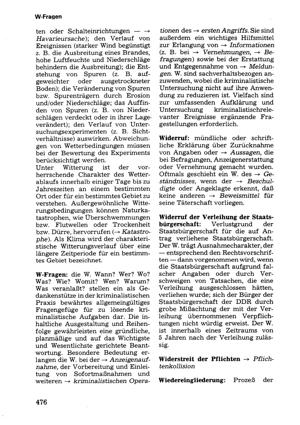 Wörterbuch der sozialistischen Kriminalistik [Deutsche Demokratische Republik (DDR)] 1981, Seite 476 (Wb. soz. Krim. DDR 1981, S. 476)