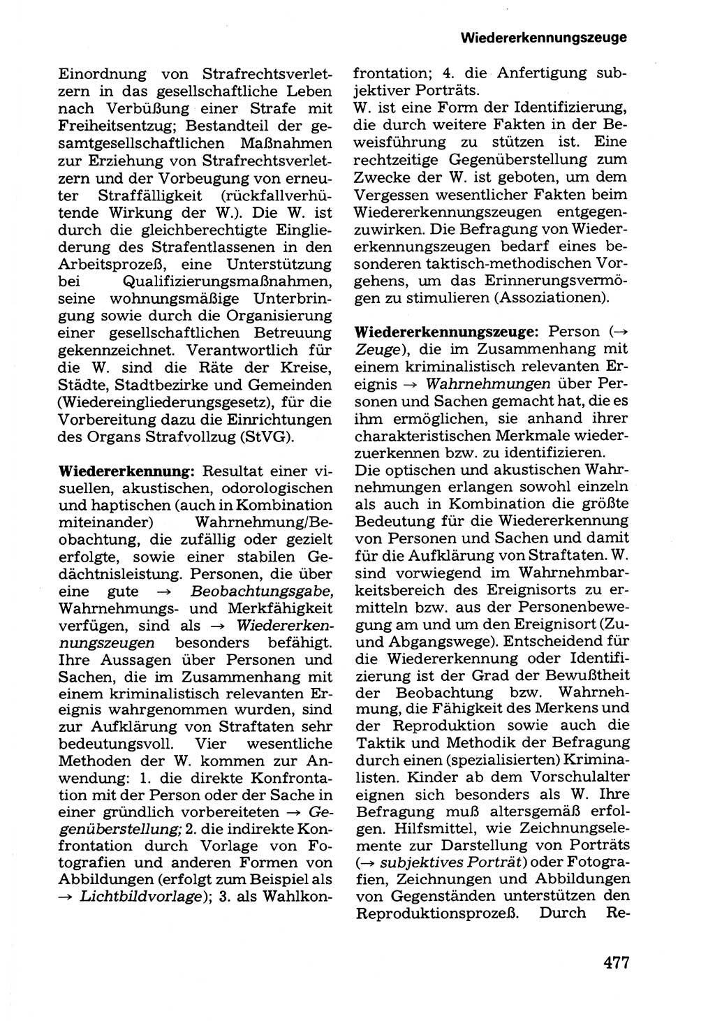 Wörterbuch der sozialistischen Kriminalistik [Deutsche Demokratische Republik (DDR)] 1981, Seite 477 (Wb. soz. Krim. DDR 1981, S. 477)