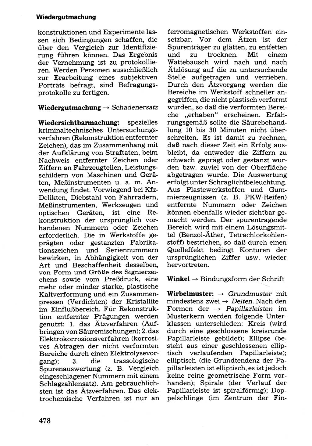 Wörterbuch der sozialistischen Kriminalistik [Deutsche Demokratische Republik (DDR)] 1981, Seite 478 (Wb. soz. Krim. DDR 1981, S. 478)