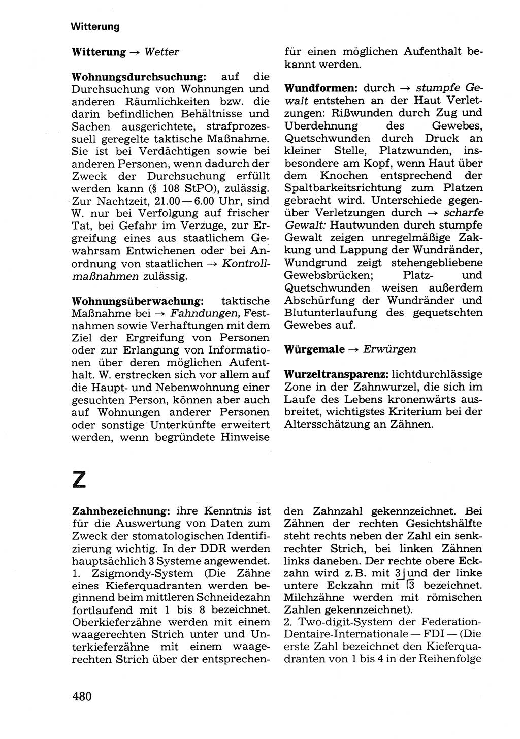 Wörterbuch der sozialistischen Kriminalistik [Deutsche Demokratische Republik (DDR)] 1981, Seite 480 (Wb. soz. Krim. DDR 1981, S. 480)