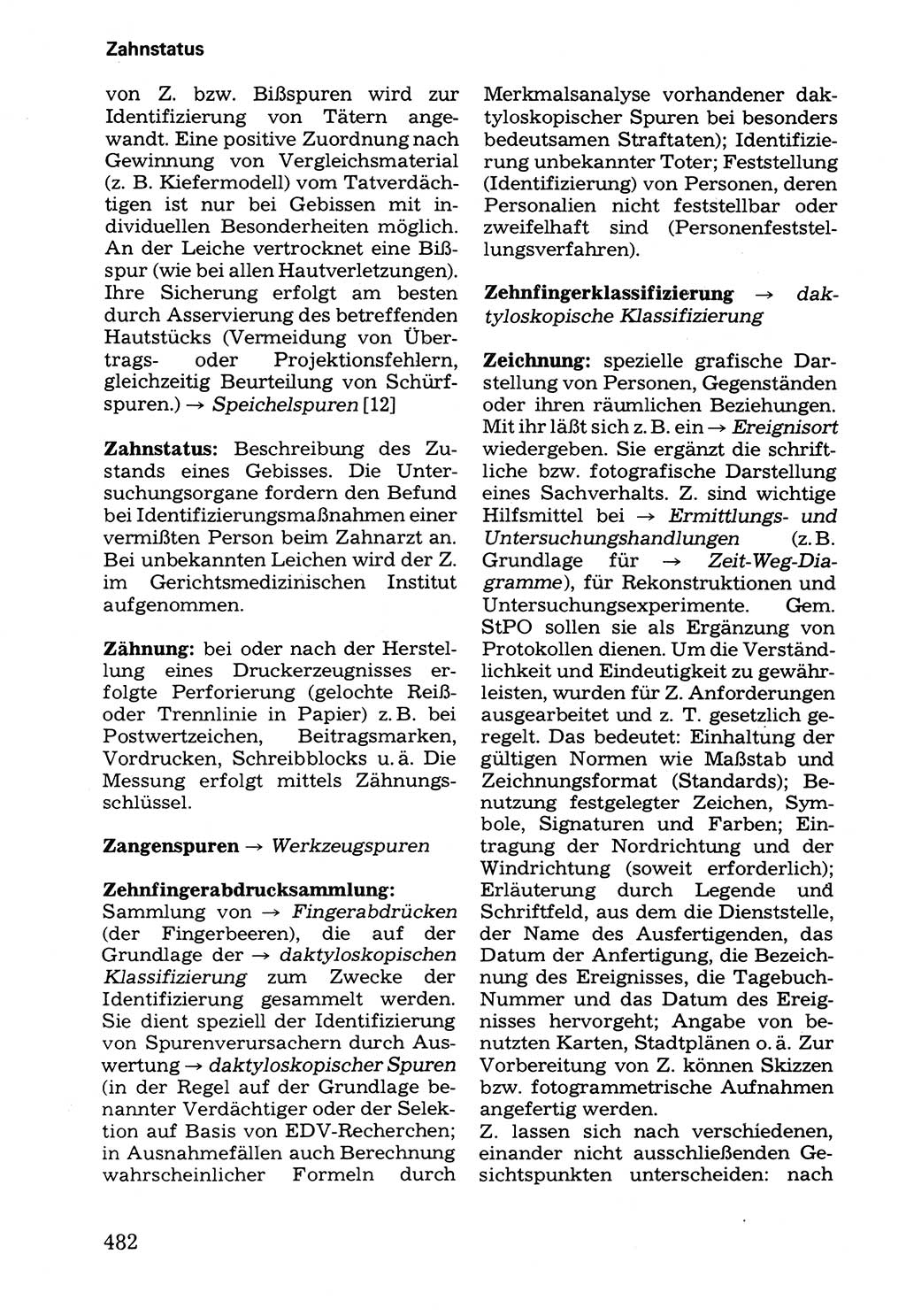 Wörterbuch der sozialistischen Kriminalistik [Deutsche Demokratische Republik (DDR)] 1981, Seite 482 (Wb. soz. Krim. DDR 1981, S. 482)