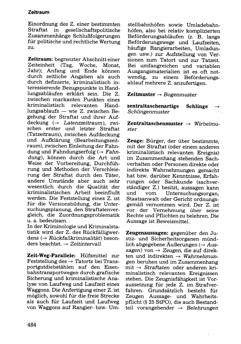 Wörterbuch der sozialistischen Kriminalistik [Deutsche Demokratische Republik (DDR)] 1981, Seite 484 (Wb. soz. Krim. DDR 1981, S. 484)