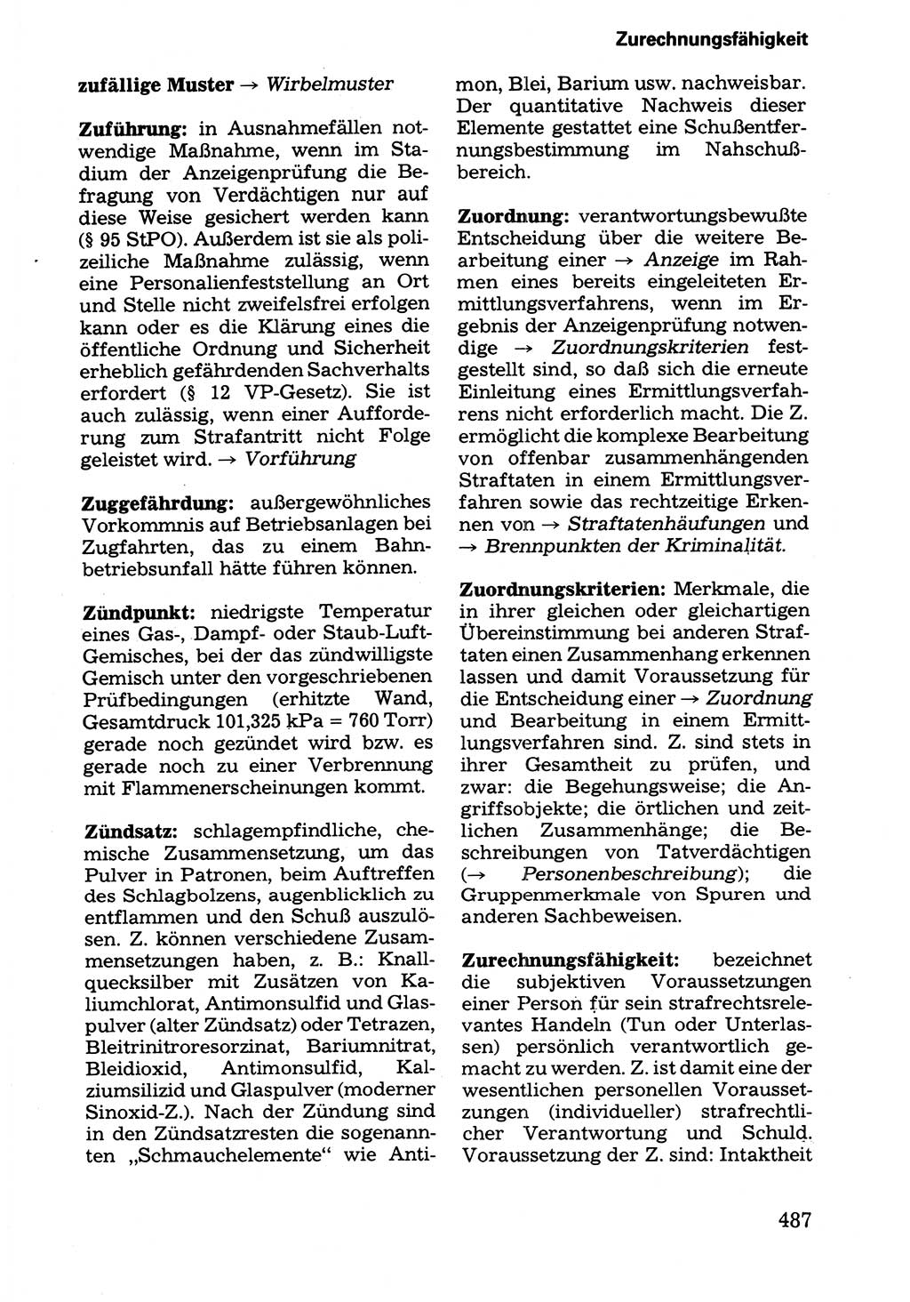 Wörterbuch der sozialistischen Kriminalistik [Deutsche Demokratische Republik (DDR)] 1981, Seite 487 (Wb. soz. Krim. DDR 1981, S. 487)