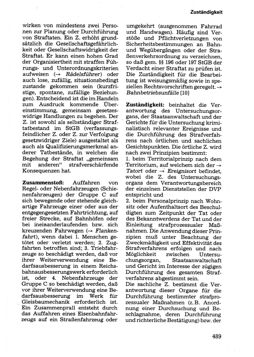 Wörterbuch der sozialistischen Kriminalistik [Deutsche Demokratische Republik (DDR)] 1981, Seite 489 (Wb. soz. Krim. DDR 1981, S. 489)