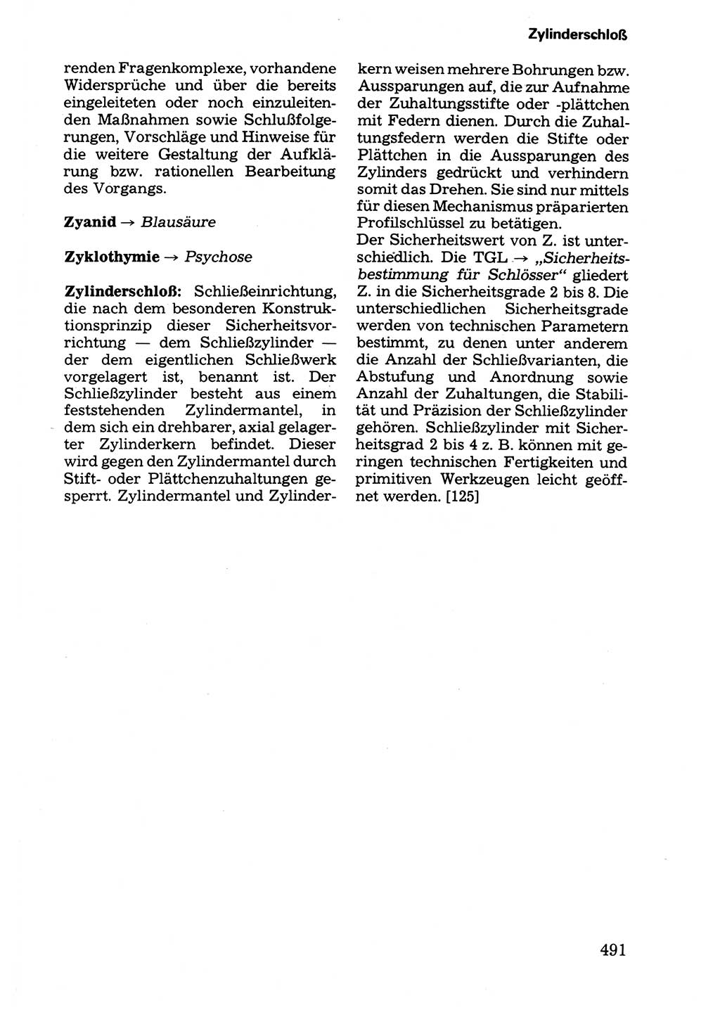 Wörterbuch der sozialistischen Kriminalistik [Deutsche Demokratische Republik (DDR)] 1981, Seite 491 (Wb. soz. Krim. DDR 1981, S. 491)