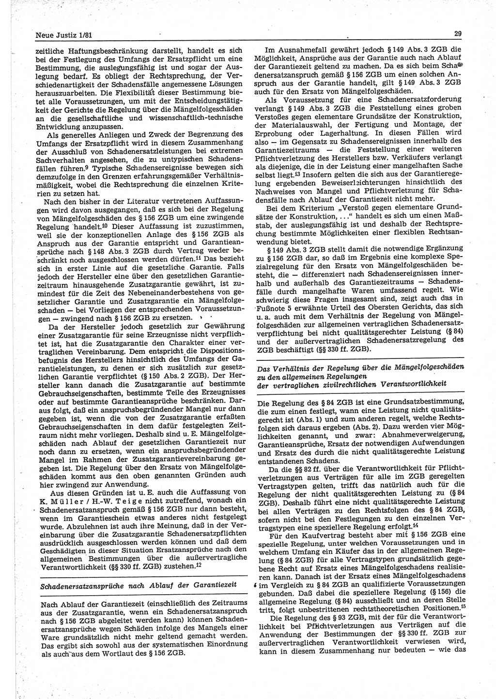Neue Justiz (NJ), Zeitschrift für sozialistisches Recht und Gesetzlichkeit [Deutsche Demokratische Republik (DDR)], 35. Jahrgang 1981, Seite 29 (NJ DDR 1981, S. 29)