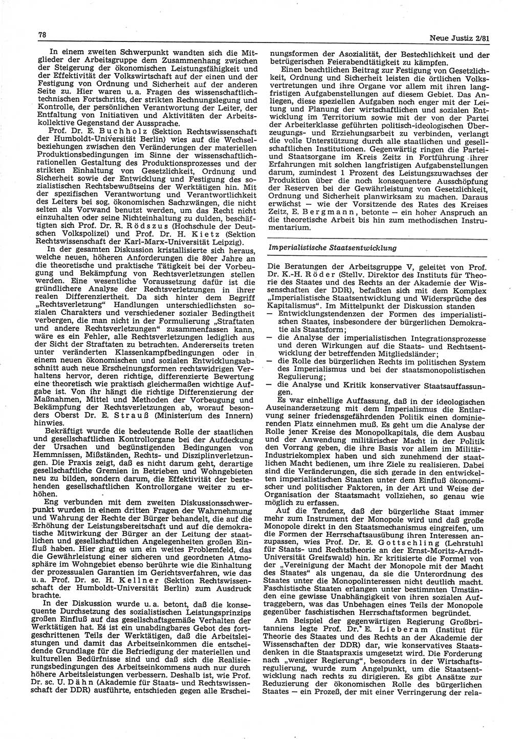 Neue Justiz (NJ), Zeitschrift für sozialistisches Recht und Gesetzlichkeit [Deutsche Demokratische Republik (DDR)], 35. Jahrgang 1981, Seite 78 (NJ DDR 1981, S. 78)