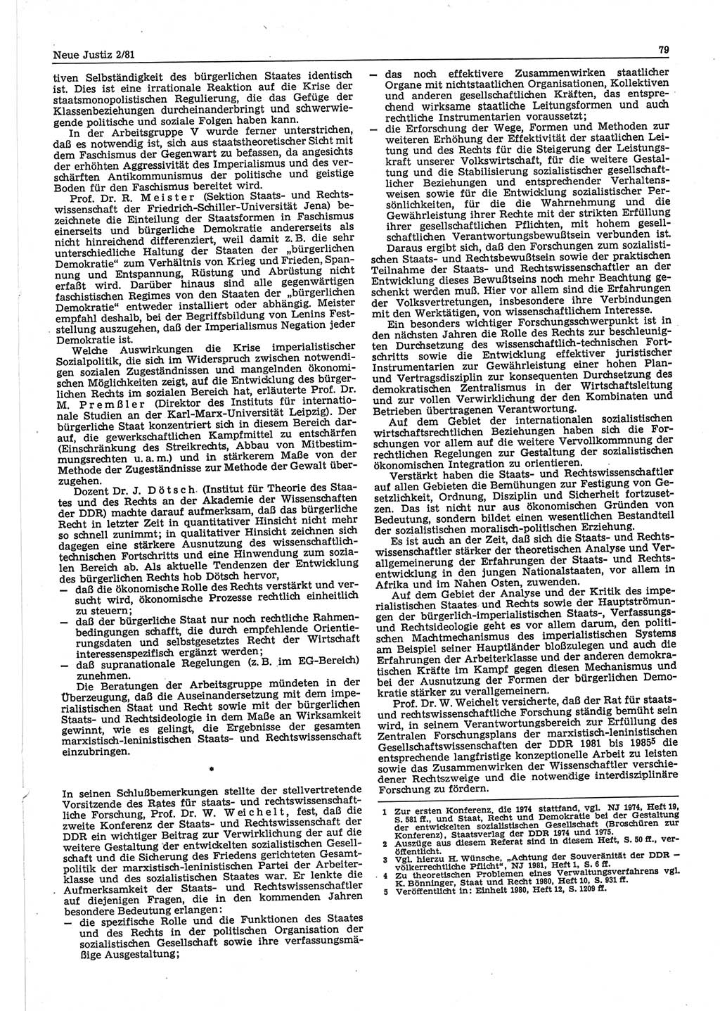 Neue Justiz (NJ), Zeitschrift für sozialistisches Recht und Gesetzlichkeit [Deutsche Demokratische Republik (DDR)], 35. Jahrgang 1981, Seite 79 (NJ DDR 1981, S. 79)
