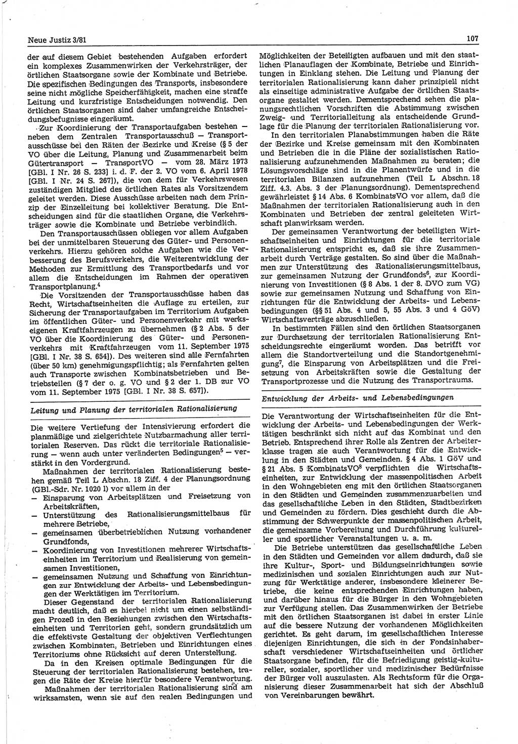 Neue Justiz (NJ), Zeitschrift für sozialistisches Recht und Gesetzlichkeit [Deutsche Demokratische Republik (DDR)], 35. Jahrgang 1981, Seite 107 (NJ DDR 1981, S. 107)