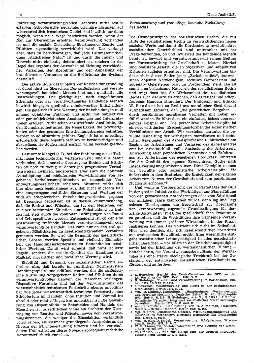 Neue Justiz (NJ), Zeitschrift für sozialistisches Recht und Gesetzlichkeit [Deutsche Demokratische Republik (DDR)], 35. Jahrgang 1981, Seite 114 (NJ DDR 1981, S. 114)