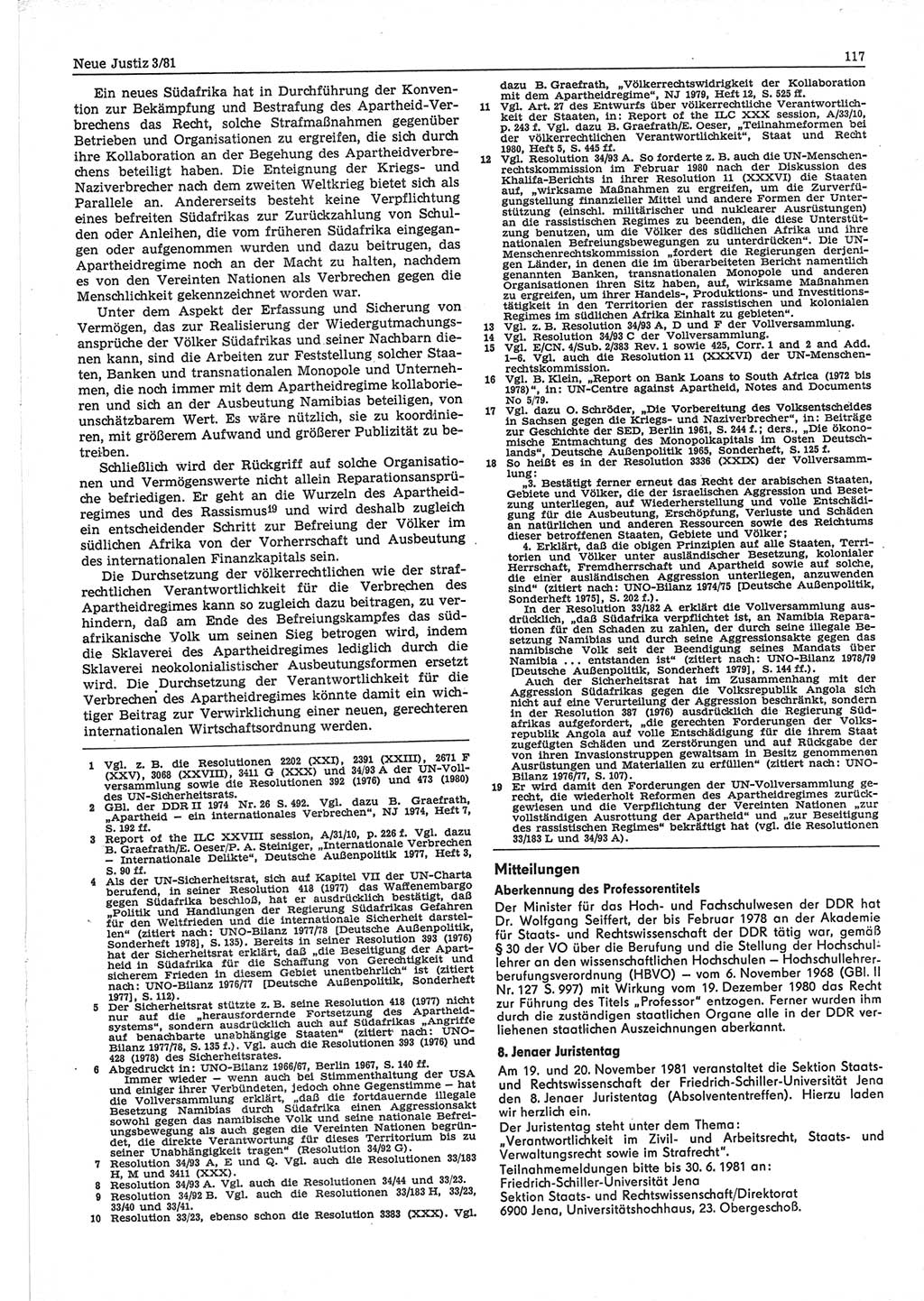 Neue Justiz (NJ), Zeitschrift für sozialistisches Recht und Gesetzlichkeit [Deutsche Demokratische Republik (DDR)], 35. Jahrgang 1981, Seite 117 (NJ DDR 1981, S. 117)