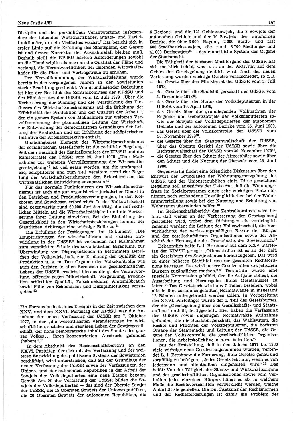 Neue Justiz (NJ), Zeitschrift für sozialistisches Recht und Gesetzlichkeit [Deutsche Demokratische Republik (DDR)], 35. Jahrgang 1981, Seite 147 (NJ DDR 1981, S. 147)