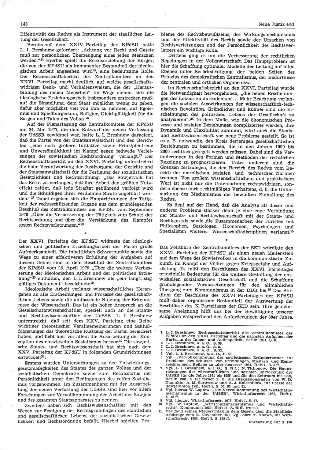 Neue Justiz (NJ), Zeitschrift für sozialistisches Recht und Gesetzlichkeit [Deutsche Demokratische Republik (DDR)], 35. Jahrgang 1981, Seite 148 (NJ DDR 1981, S. 148)