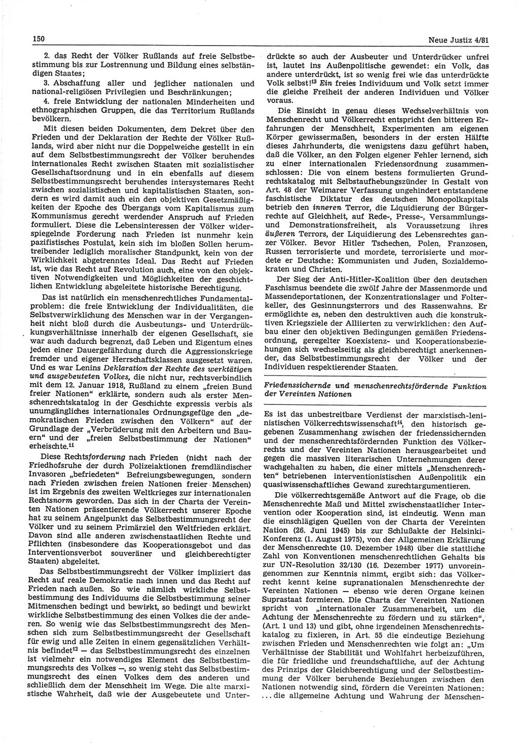 Neue Justiz (NJ), Zeitschrift für sozialistisches Recht und Gesetzlichkeit [Deutsche Demokratische Republik (DDR)], 35. Jahrgang 1981, Seite 150 (NJ DDR 1981, S. 150)