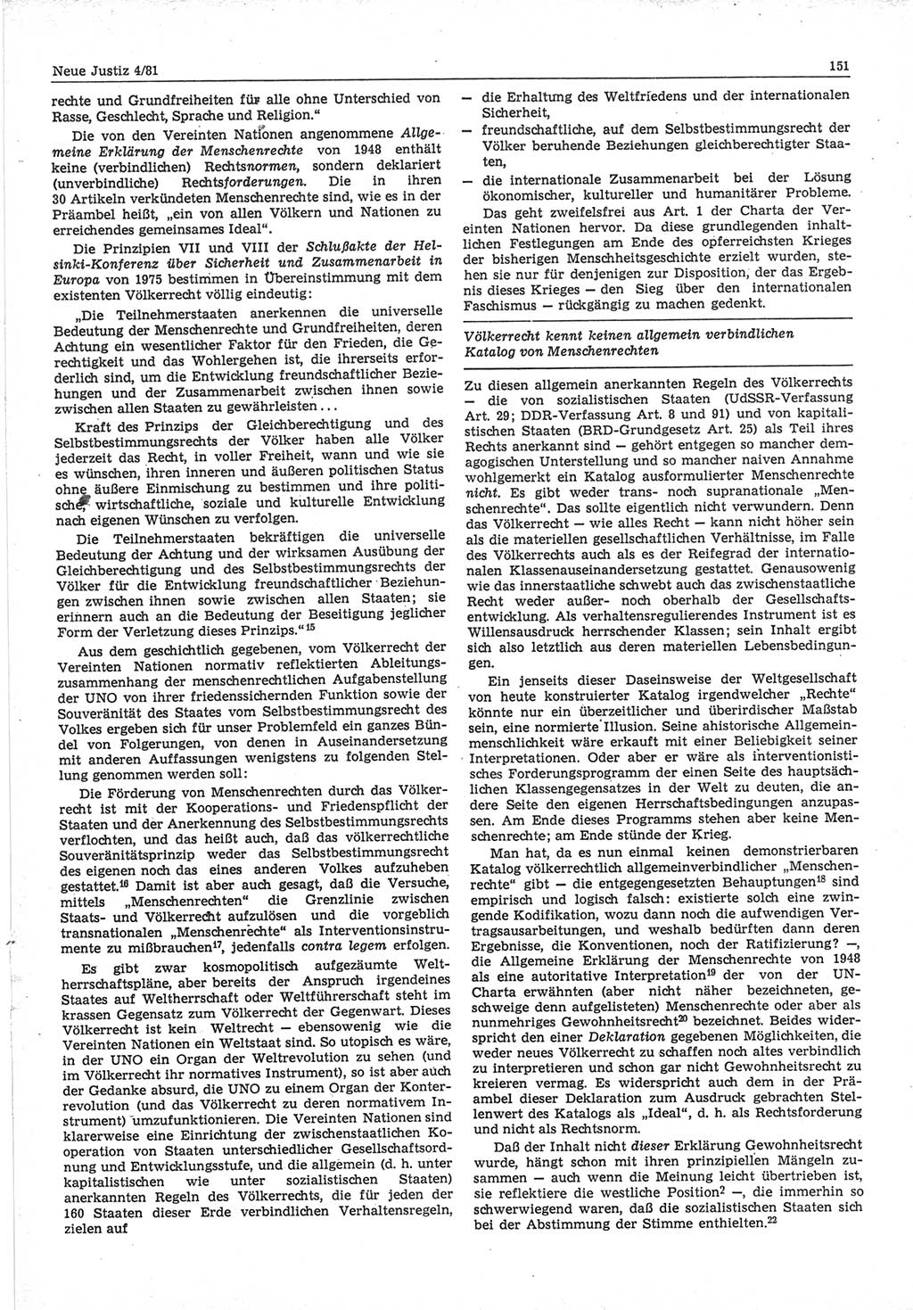 Neue Justiz (NJ), Zeitschrift für sozialistisches Recht und Gesetzlichkeit [Deutsche Demokratische Republik (DDR)], 35. Jahrgang 1981, Seite 151 (NJ DDR 1981, S. 151)