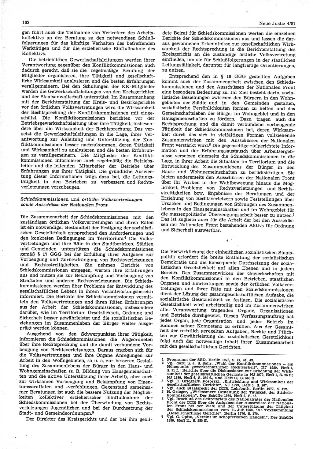 Neue Justiz (NJ), Zeitschrift für sozialistisches Recht und Gesetzlichkeit [Deutsche Demokratische Republik (DDR)], 35. Jahrgang 1981, Seite 162 (NJ DDR 1981, S. 162)