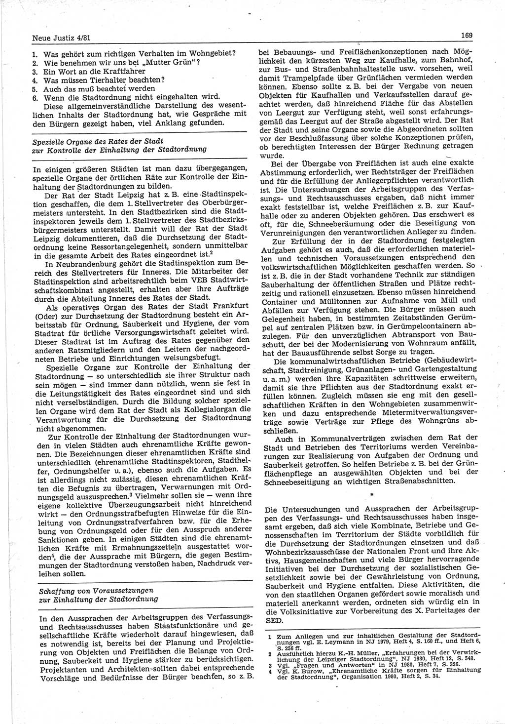 Neue Justiz (NJ), Zeitschrift für sozialistisches Recht und Gesetzlichkeit [Deutsche Demokratische Republik (DDR)], 35. Jahrgang 1981, Seite 169 (NJ DDR 1981, S. 169)
