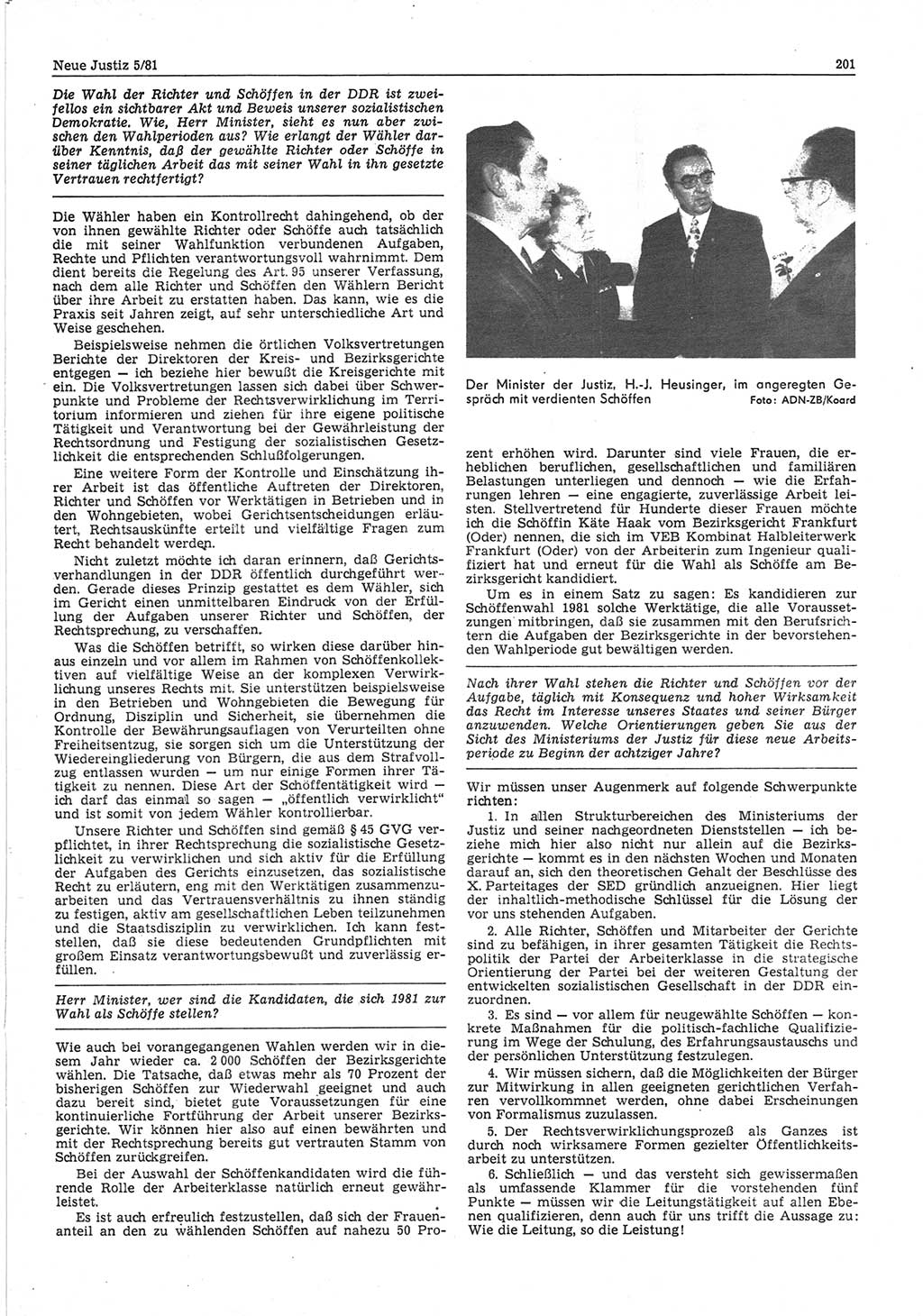 Neue Justiz (NJ), Zeitschrift für sozialistisches Recht und Gesetzlichkeit [Deutsche Demokratische Republik (DDR)], 35. Jahrgang 1981, Seite 201 (NJ DDR 1981, S. 201)