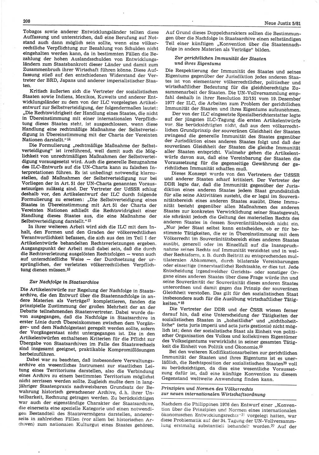 Neue Justiz (NJ), Zeitschrift für sozialistisches Recht und Gesetzlichkeit [Deutsche Demokratische Republik (DDR)], 35. Jahrgang 1981, Seite 208 (NJ DDR 1981, S. 208)