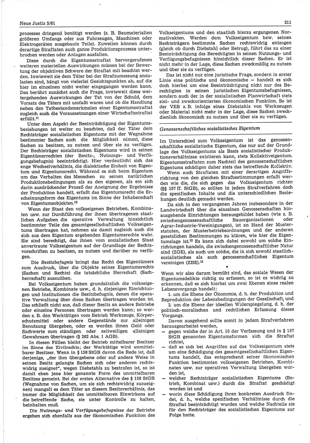 Neue Justiz (NJ), Zeitschrift für sozialistisches Recht und Gesetzlichkeit [Deutsche Demokratische Republik (DDR)], 35. Jahrgang 1981, Seite 211 (NJ DDR 1981, S. 211)