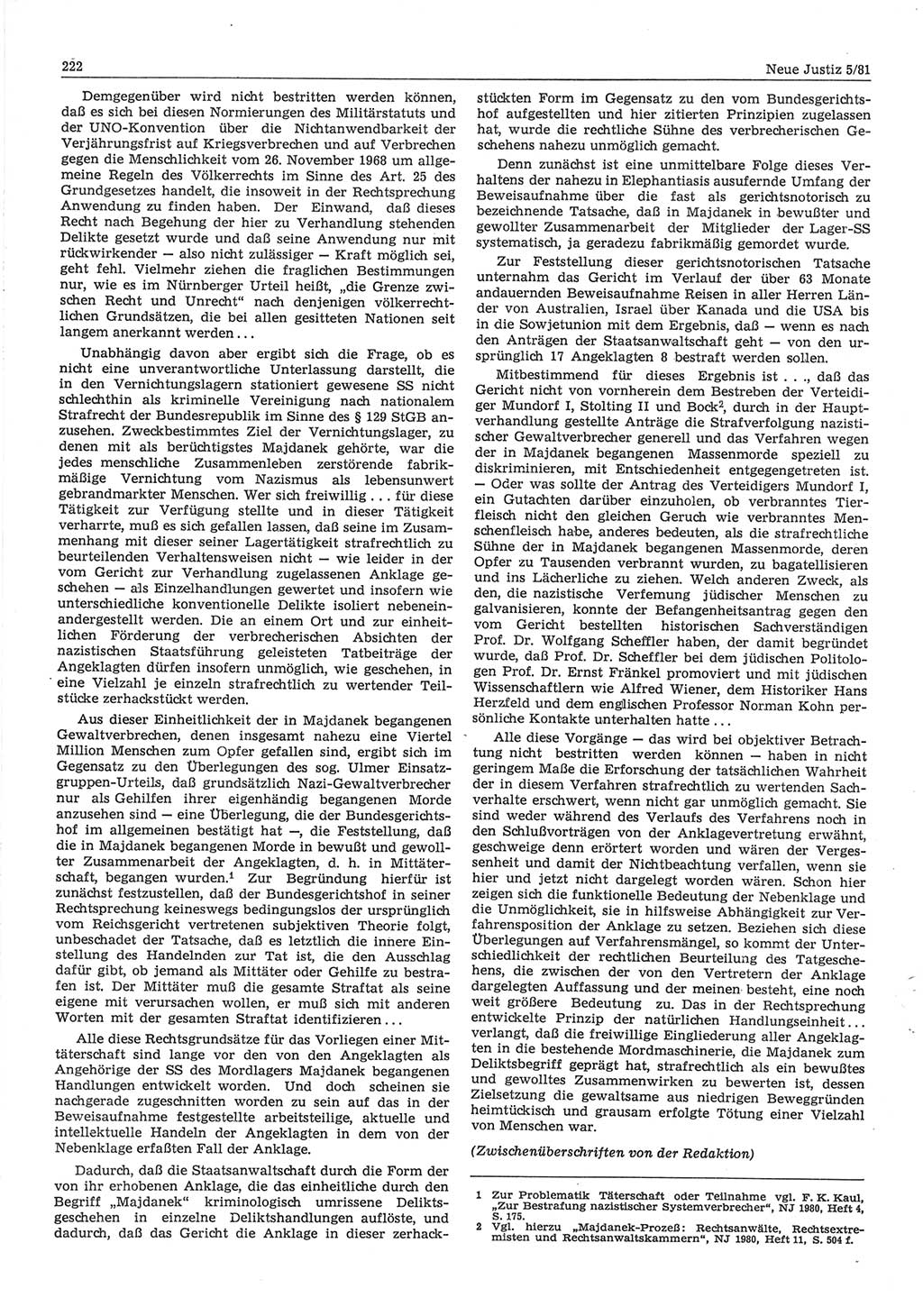 Neue Justiz (NJ), Zeitschrift für sozialistisches Recht und Gesetzlichkeit [Deutsche Demokratische Republik (DDR)], 35. Jahrgang 1981, Seite 222 (NJ DDR 1981, S. 222)